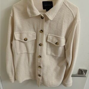 Sanctuary Cream Button-Front Utility Jacket Shacket